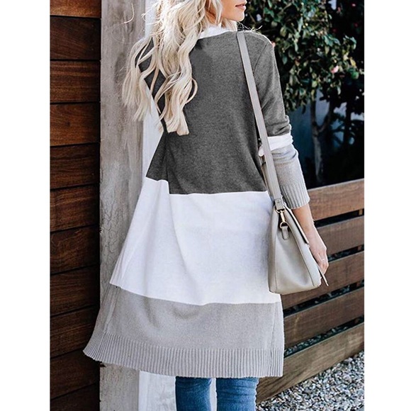 Teresa Gray Color Block Cardigan Sweater - Picture 5 of 5